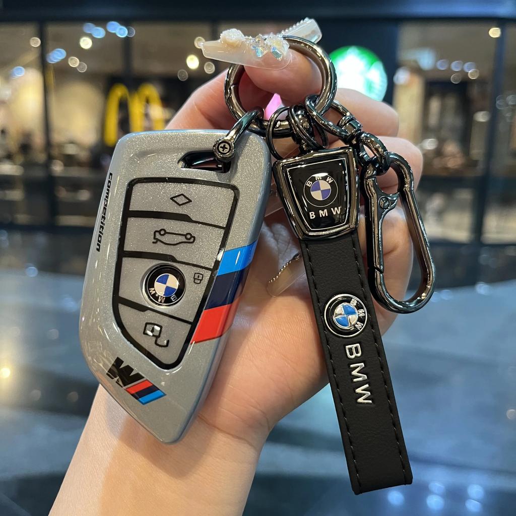Racing Style Metal Car Key Case Fob Cover for BMW X1 X3 X5 X6 X7 3 5 6 7 Series G20 G30 G11 F15 F16 G01 G02 F48 2016-2023
