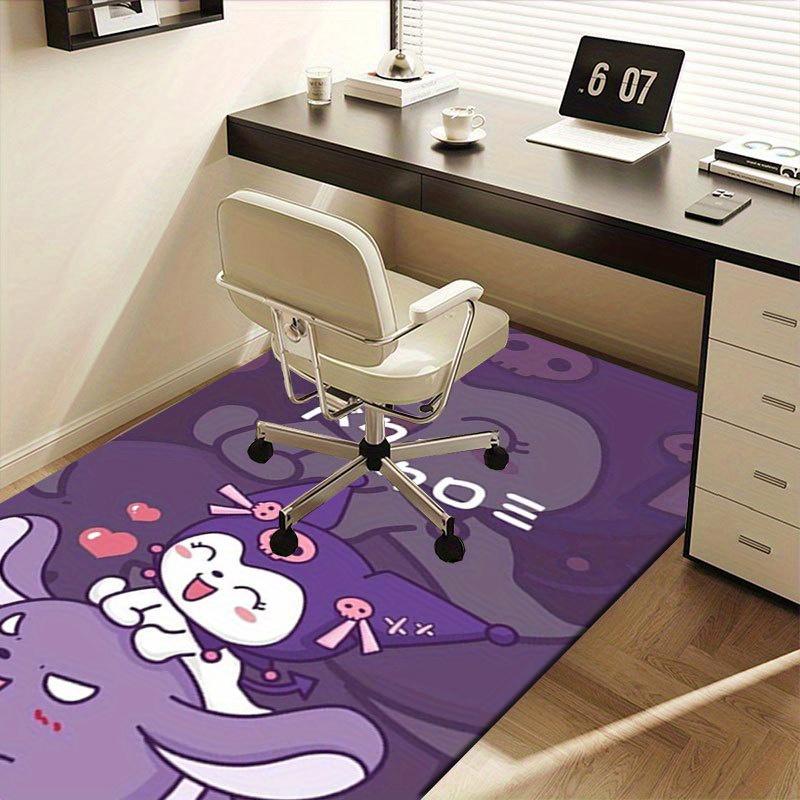 1pc Sanrio Kuromi Mermaid Printed Office Carpet Rectangle Rug Under The Table,Perfect Room Decor for Living Room, Bedroom, Kitchen, Non-slip Floor Mat