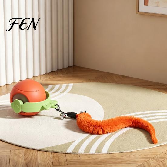 Indoor Cat Entertainment Interactive Ball, Self Rolling Ball with Bell And Detachable Plush Tail, Automatic Obstacle Avoidance, Rechargeable Light for