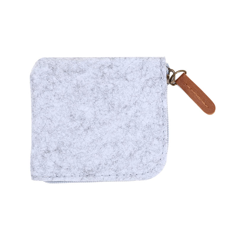 1PC Compact Women Men Short Card Holder Wallet Felt Change Pouch Portable Zipper Coin Purse