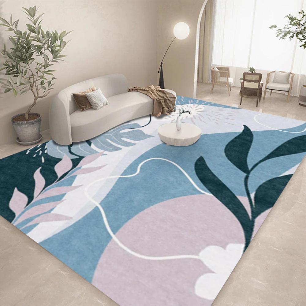 Современный абстрактный ковер с цветами и листьями для гостиной, домашний декор, коврики под диван, ковер для спальни, ковер для лаунжа, кухни, кофейного столика, напольный коврик