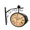15.24 Cm Victoria Station Double Sided Railway Clock, Nautical Black Finish Home, Office Decor Wall Clock