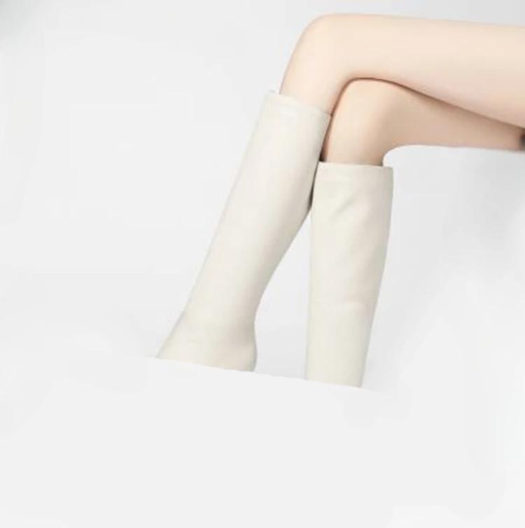 Модные новые сапоги до колена с квадратным носком, квадратным каблуком, простые черные, бежевые, коричневые, европейско-американская мода, для通勤, женские сапоги, размер 35-43