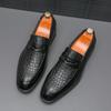 Fashion Fashionable New Men's Comfortable Pointed Casual Leather Shoe British Style Men Crocodile Leather Through Business Leather Shoes