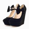 Women Elegant Casual Pumps Sexy High Heels Bow Wedges Platform Shoes Women Wedding Shoes Shoe