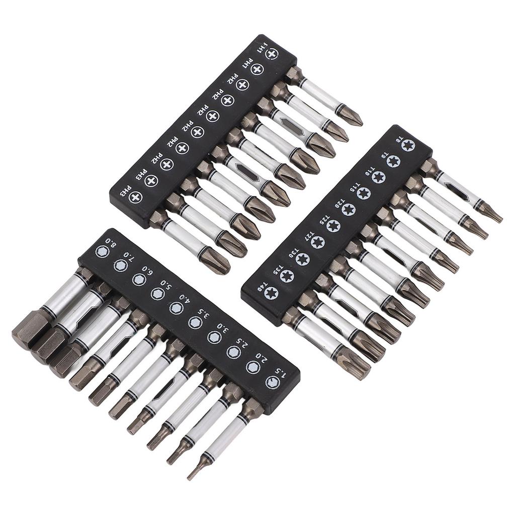 Набор из 30 шт. бит для ударной отвертки, легированная сталь D2, магнитные, хвостовик 2 дюйма, шестигранный, шестигранная звезда, крестовая бита