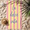 La Dolce Vita Italian Pink Yellow Stripes Towel, Ultra Soft Quick Dry for Pool Travel Spa Gift