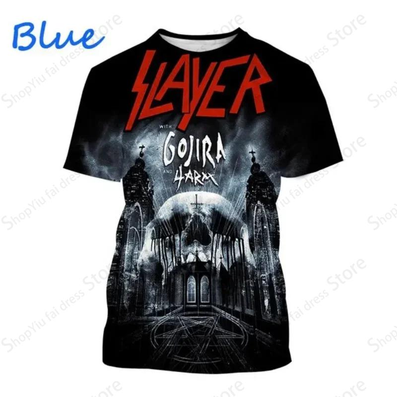 Футболка с графическим принтом для мужчин и женщин Rock Band Slayer, футболка с 3D-принтом, модная футболка с коротким рукавом для детей, топы в стиле хип-хоп, футболки Heavy Metal