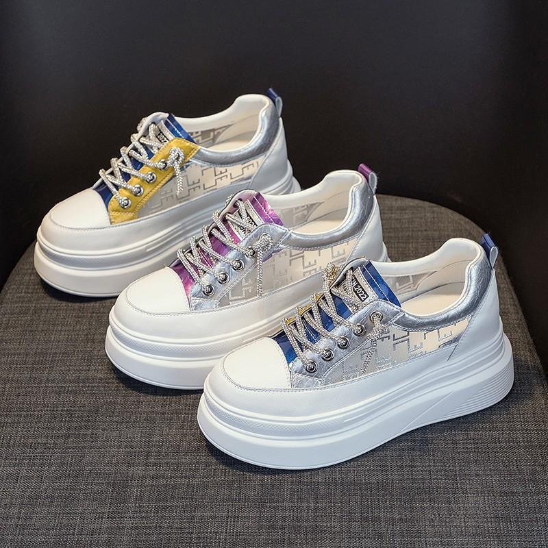 2024 Лето Новые Белые Туфли Сетчатые Удобные Повседневные Дышащие Женские Туфли На Платформе Женские