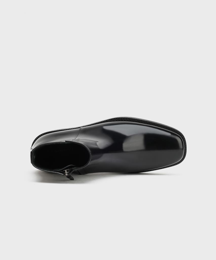 Firenze Atelier [Vibram] Minimal Semi-Square Zip-Up Boots 7430-Z [Box Black]