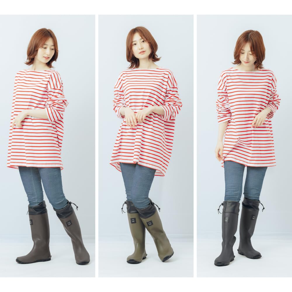 Ametohare AH-600 Roll-Up Rain Boots, Foldable with Storage Bag, Women's and Men's, Size S (Olive, Measurement 23 Points, 5 Centimeters)