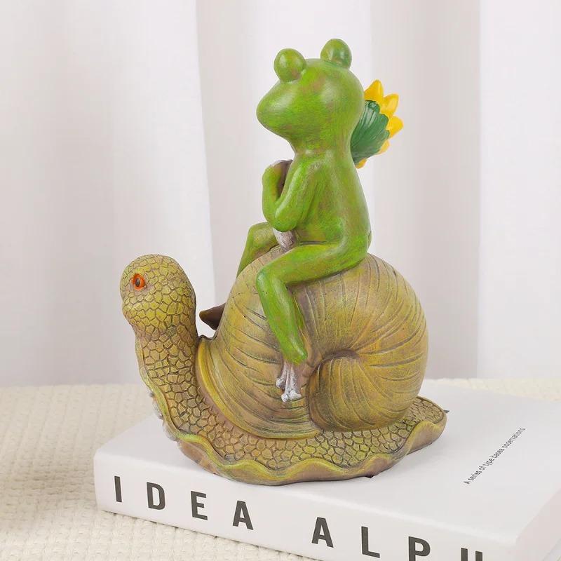 Зонт-лягушка из искусственной смолы Кровать для общежития Забавное украшение для стола Садовый газон Ландшафтный дизайн Аксессуары для дома Ангел