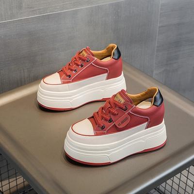 Женская обувь из коровьей замши на платформе, танкетке, для скейтбординга, на высоком каблуке, повседневная летняя обувь