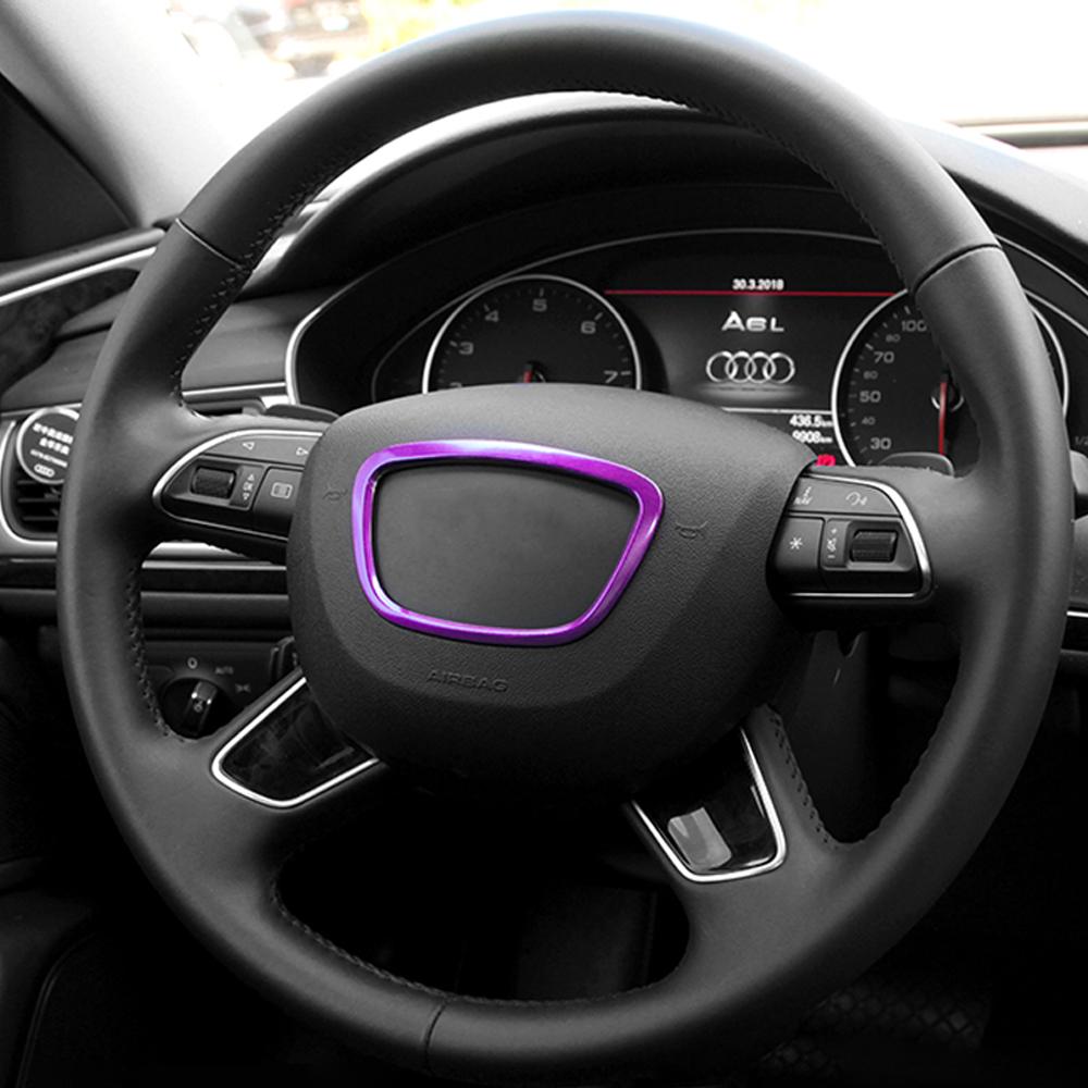 Рамка логотипа рулевого колеса автомобиля для A3 A4L A6L A8 Q3 Q5 Q7, эмблема рулевого колеса, значок, отделка, декоративное кольцо, наклейка, металл, 3D-стиль автомобиля