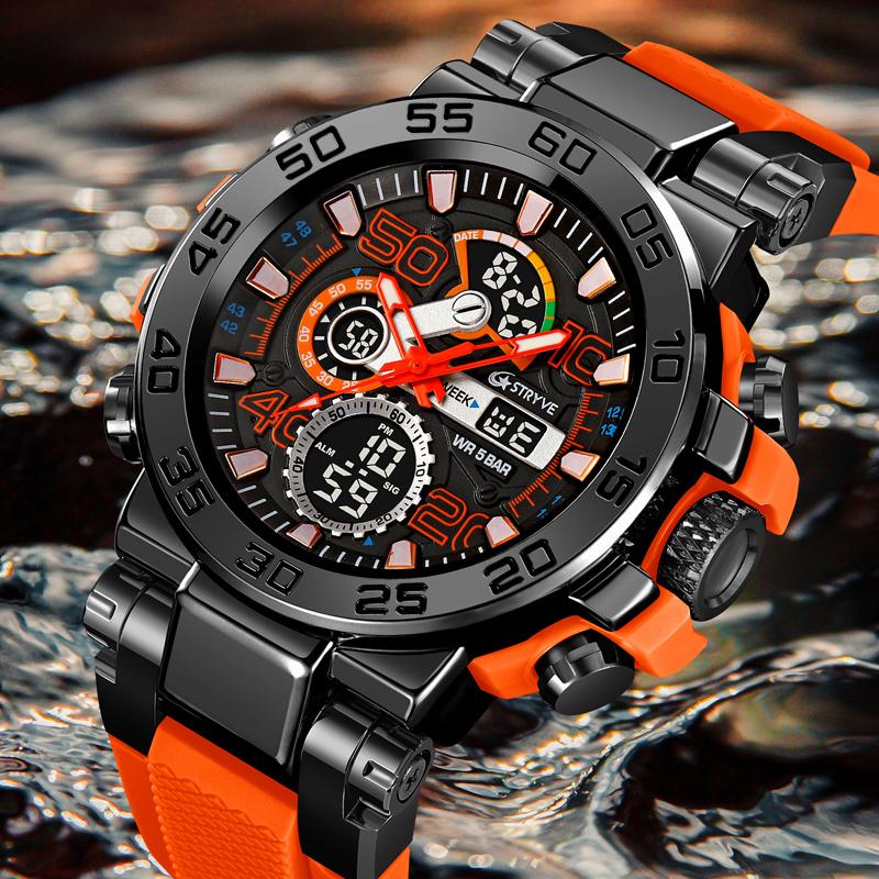 STRYVE 8030 Watch for Men Fashion Sports Waterproof Electronic Watch Digital-Analog Dual Movement Multifunctional Men's Watches