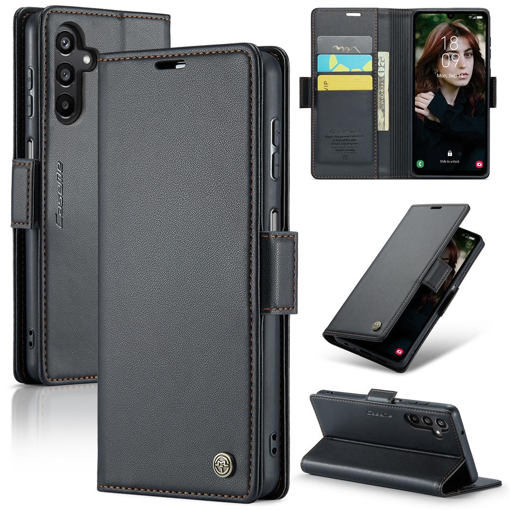 For Samsung Galaxy A15 4G/A15 5G Leather Case CASEME 023 RFID Blocking 3 Card Slot Mobile Cover