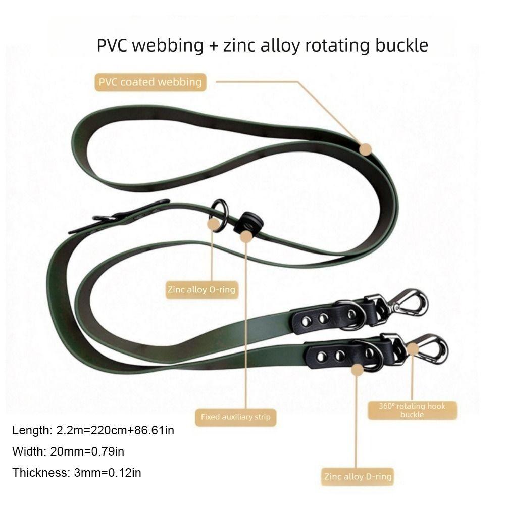 2.2M Dog Leash PVC Webbing Pet Traction Rope Waterproof Pet Double-ended Leash Outdoor Walk