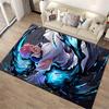 "Anime Style Carpet with Pink-Haired Warrior and Blue Energy Art" Suitable for use as an anti-slip for living room bedroom sofas