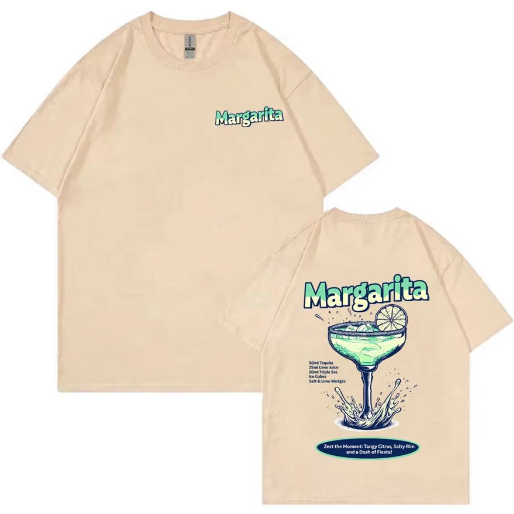 Funny Margarita Cocktail Print Tshirts Unisex Women Fashion Casual Pure Cotton T Shirts Summer Unsiex Vintage Oversized Streetwear