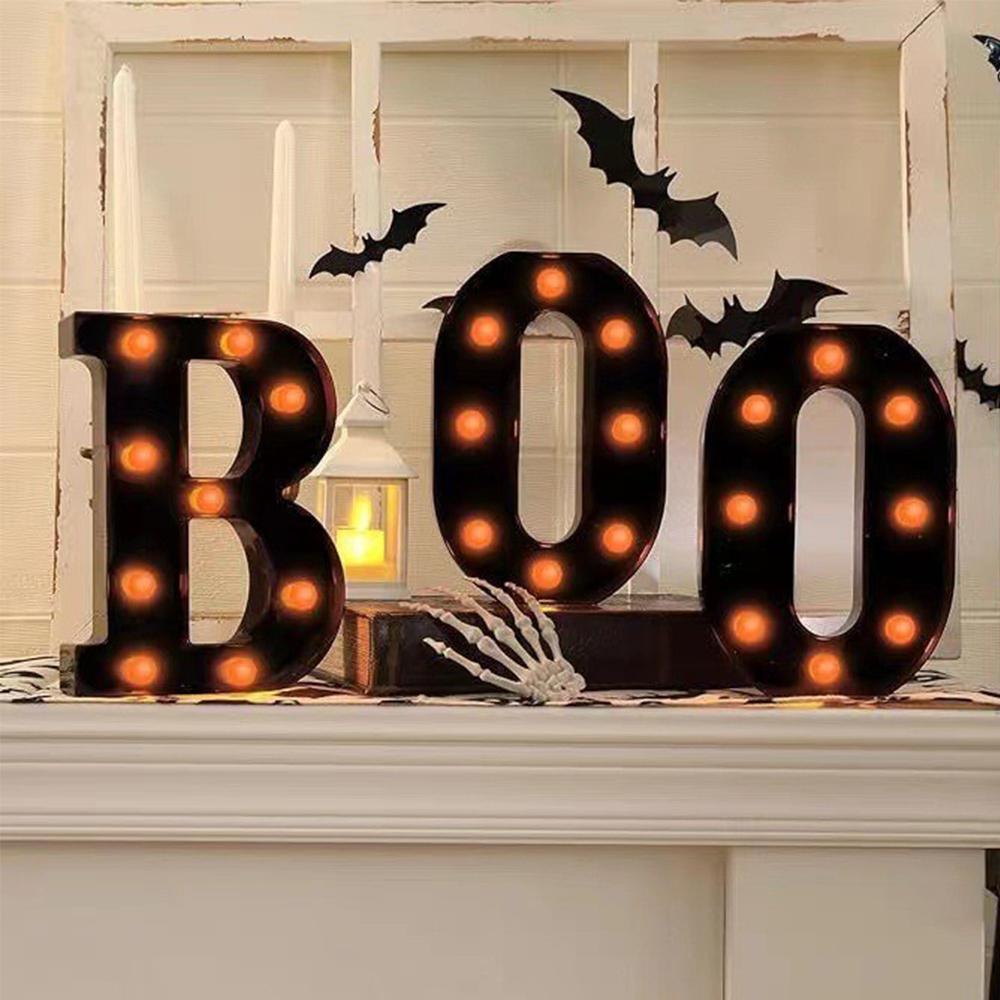 3 LED Marquee Light Up Letters "BOO" Sign for Indoor Halloween Decor