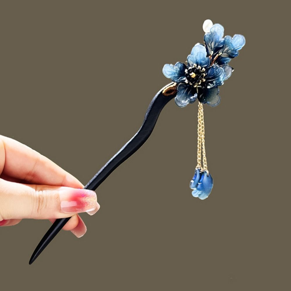 Chinese Style Flower Hair Sticks Vintage Retro Hair Clips Elegant Hanfu Hair Bun  for Pan Headdress
