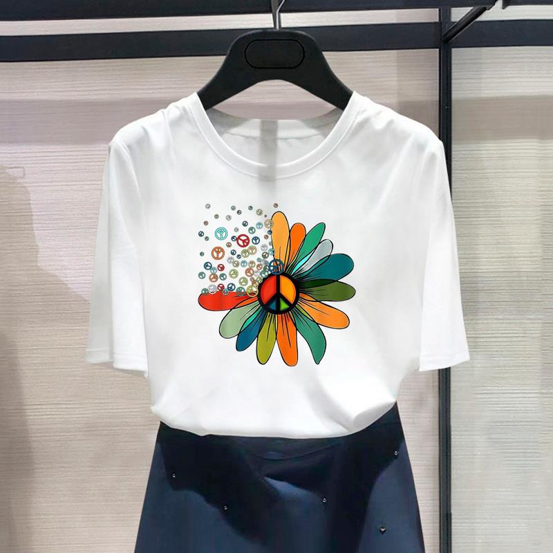 Женская футболка с азиатским размером и принтом «Сердцебиение», милая милая женская футболка, повседневная женская летняя футболка, модная футболка с рисунком, футболка с коротким рукавом