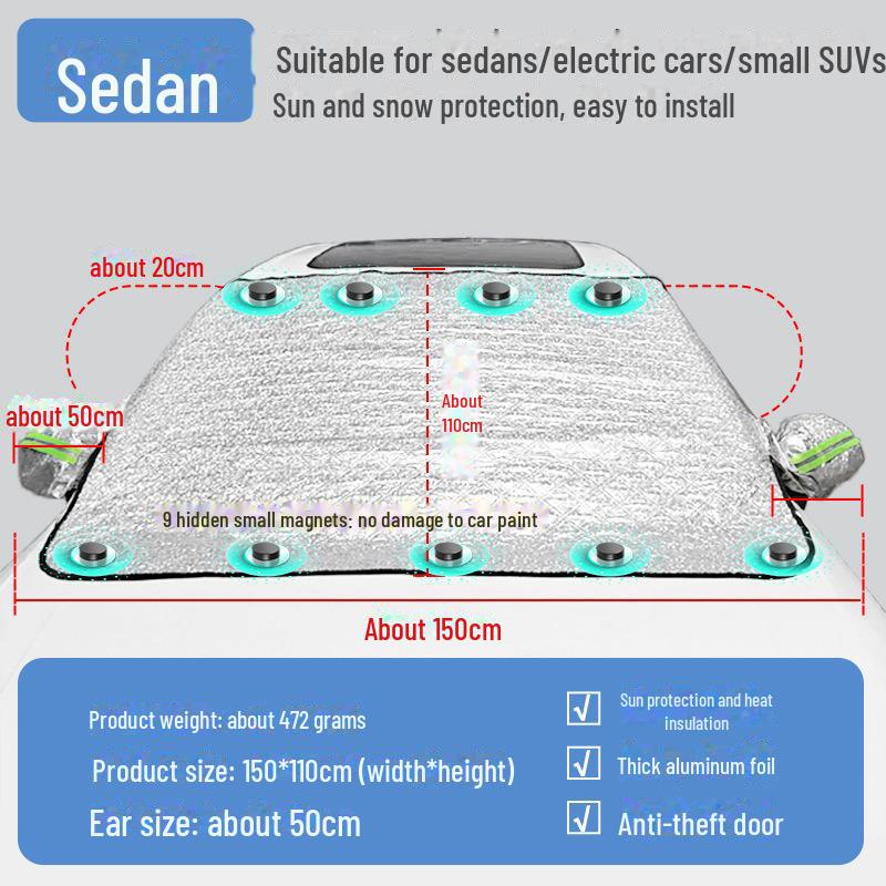 Утолщенный магнитный снегозащитный экран: Солнцезащитный козырек на лобовое стекло с защитой от замерзания и обледенения