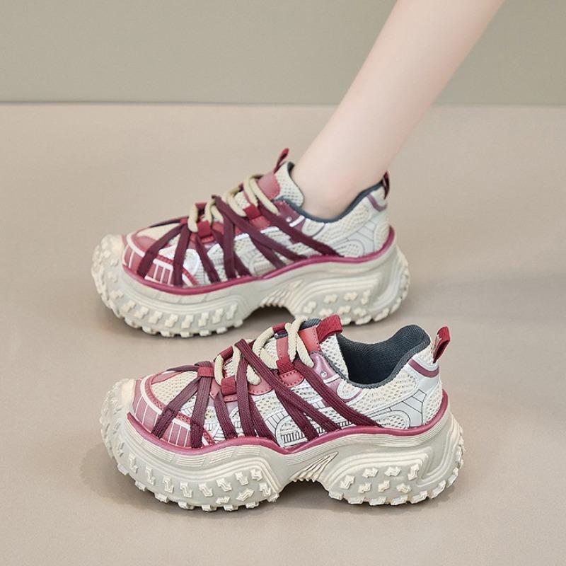 Korean Version New Dad Shoes For Women, Spring And Autumn Student Running Sports Thick Soled Height Increasing Casual Shoes