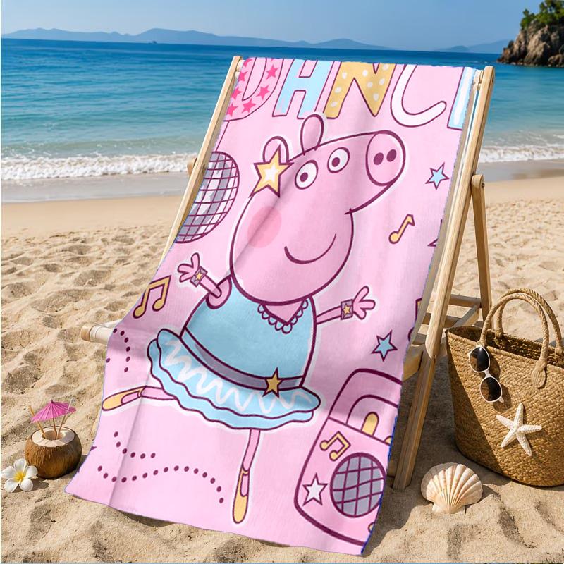 Dance Party With Peppa Beach Towel, Quick-drying, Easy to Care for, Suitable for Both Fitness and Beach Vacations,Sports Essential