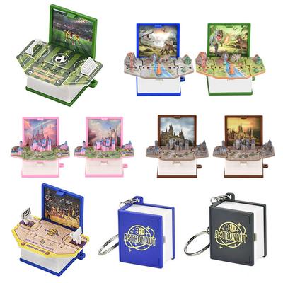 Забавный 3D складной брелок для ключей в виде книги, подарок на день рождения, складная книга, брелок для ключей, 3D всплывающий замок динозавра, рождественский сюрприз, тревога, стресс, детская игрушка