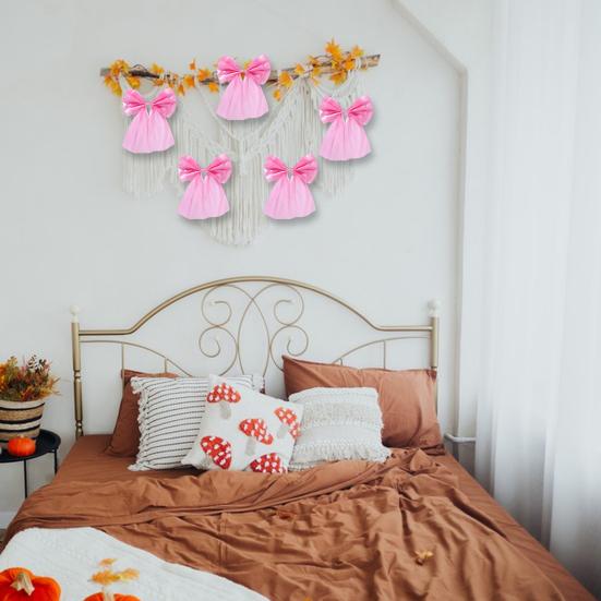 6 шт. большой розовый бант настенное украшение атласная лента подвесной галстук бант для детского душа девичник помолвка свадьба девичник комната фон декор