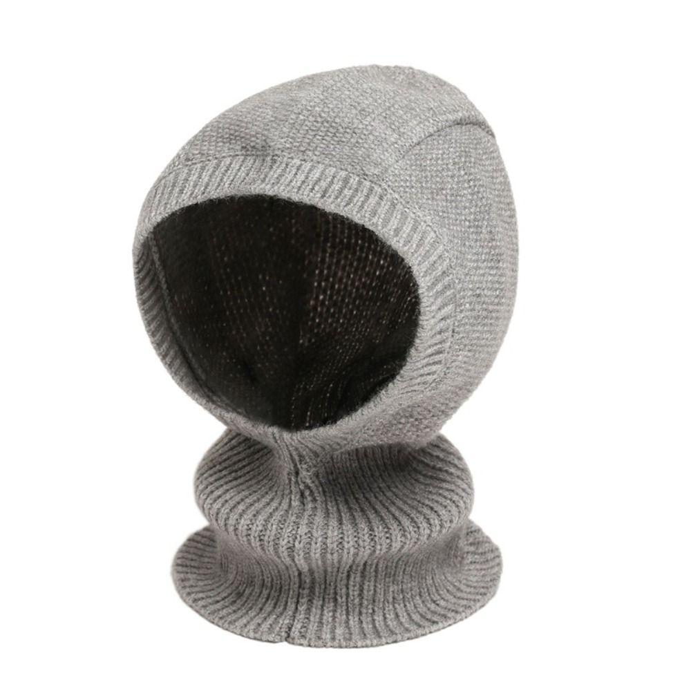 Woolen Balaclava Hat Windproof Neck Collar Beanies Cap Casual Knitted Hooded Cap Male/Female