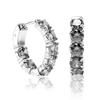 Women's Real 925 Sterling Silver Cubic-Zirconia Rhodium-Plated Huggie Hoop Earring