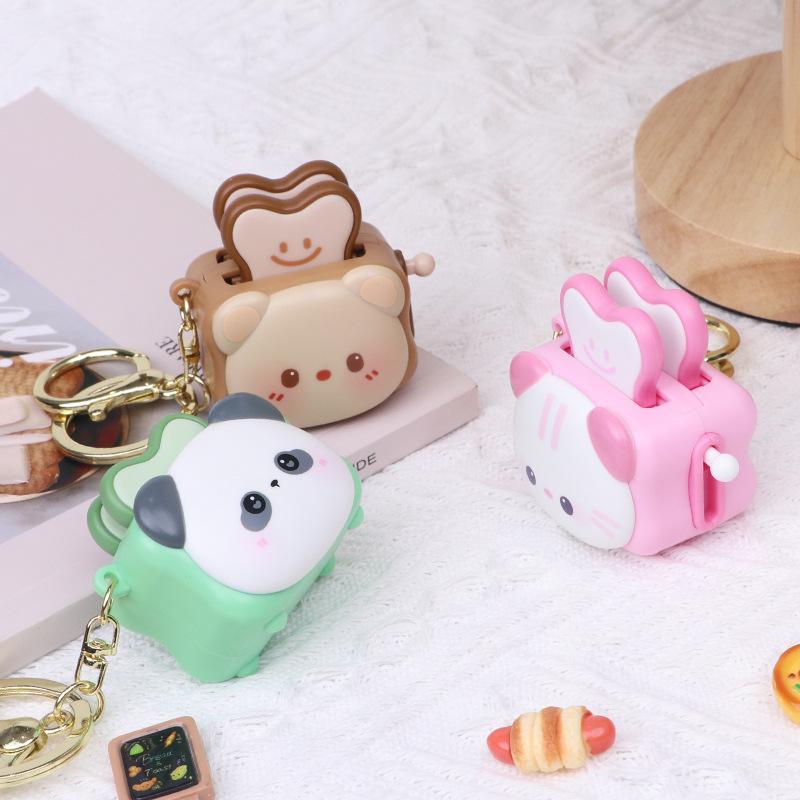 Cute Bread Machine Creative Keychain,Animal Toast Keychain Stress-Relieving Accessory Exquisite Keychain Cartoon Small Gift