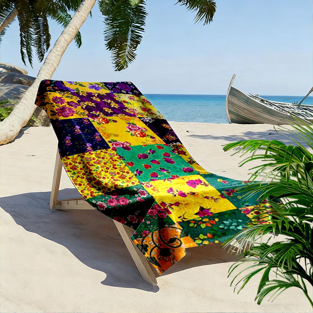 Colorful Floral Patterns Beach Towel Beach towel quick-drying for travel outdoor sports jogging beach and swimming