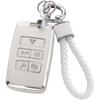 Land Rover Key Fob Cover with Keychain, Soft TPU Key Case Fit for Vogue Range Discovery Rover