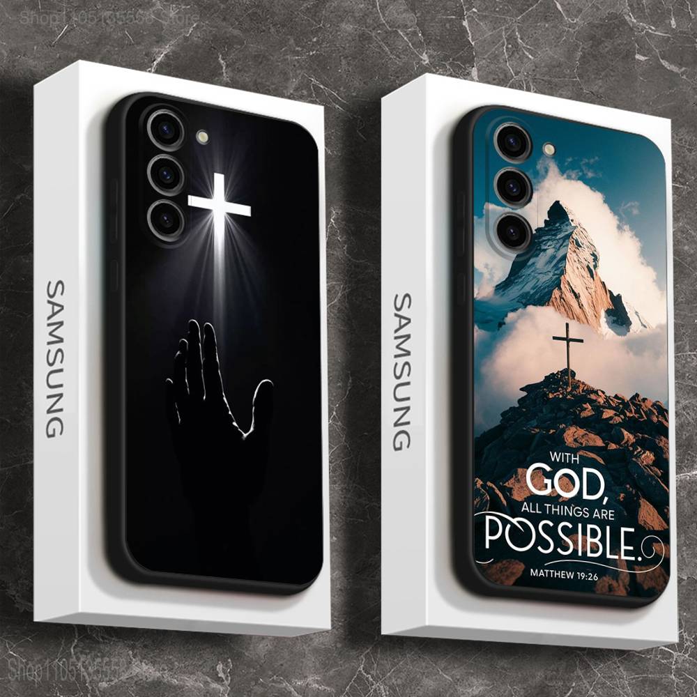 Jesus Bible Verse Christian Phone Case For Samsung Galaxy A 73,72,51,53,52,71,22,5G,Note,J7,8,9 Soft Black Cover