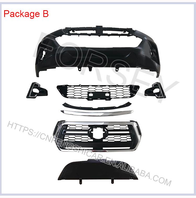Fit for Hilux Rocco 2016+ Car Grille & Front Bumper Kit with Fender Flares & Underbody Protection