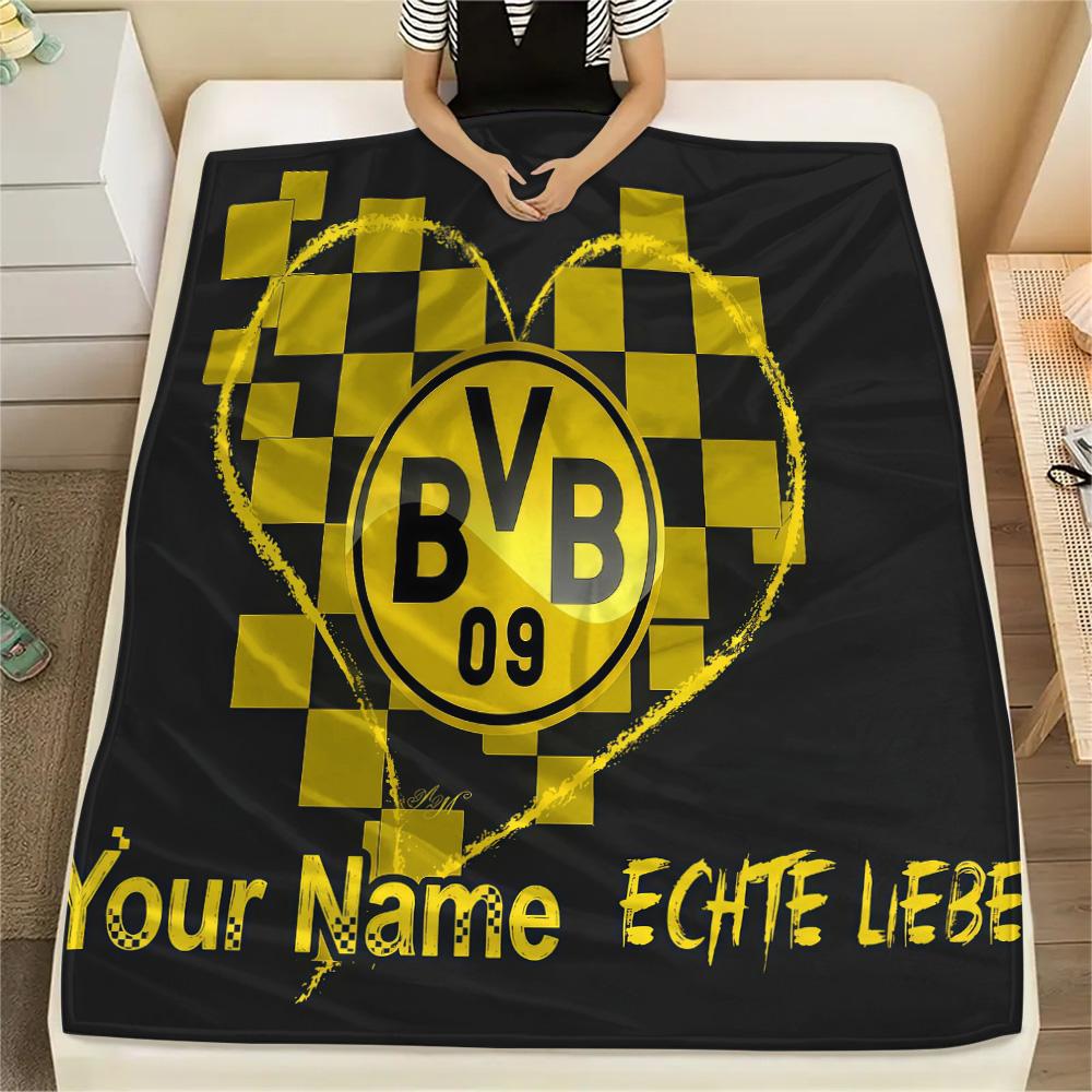 1PC Custom Name BVB Patterned Flannel Blanket Suitable For All Seasons for Home Decor Warmth and Comfort Gifts Holiday Present -HE41