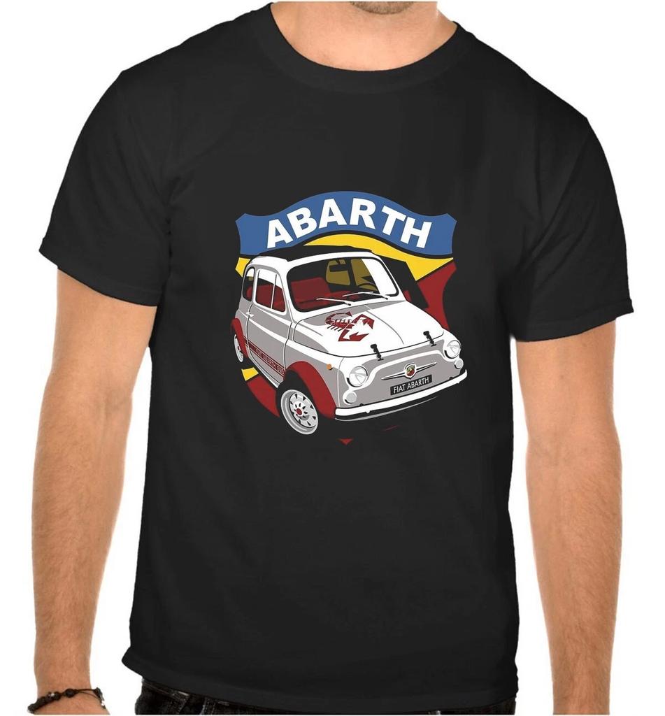 ABARTH FIAT CAR Логотип Черная ФУТБОЛКА -1108-