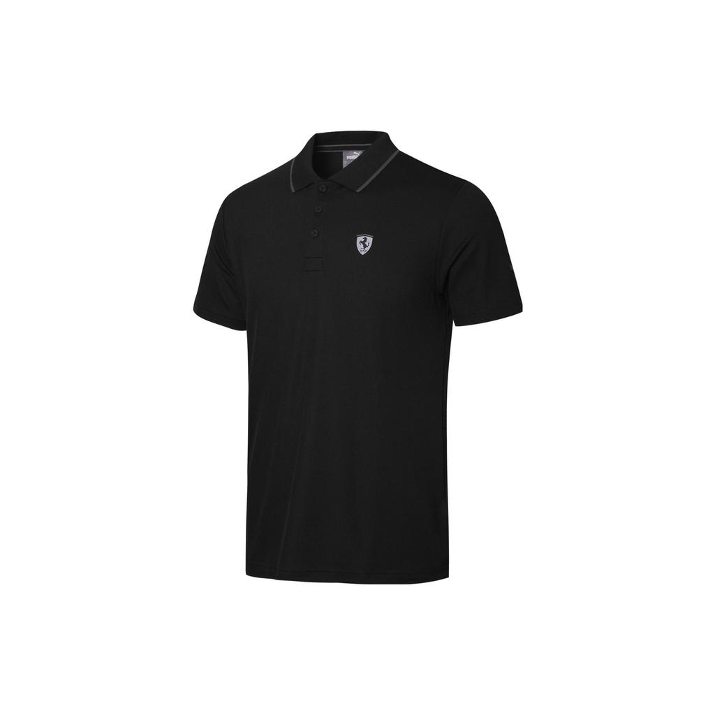 Puma X Ferrari Collaboration Ferrari Racing Series Повседневная рубашка поло с коротким рукавом с логотипом Мужские рубашки поло черного цвета 596124-01