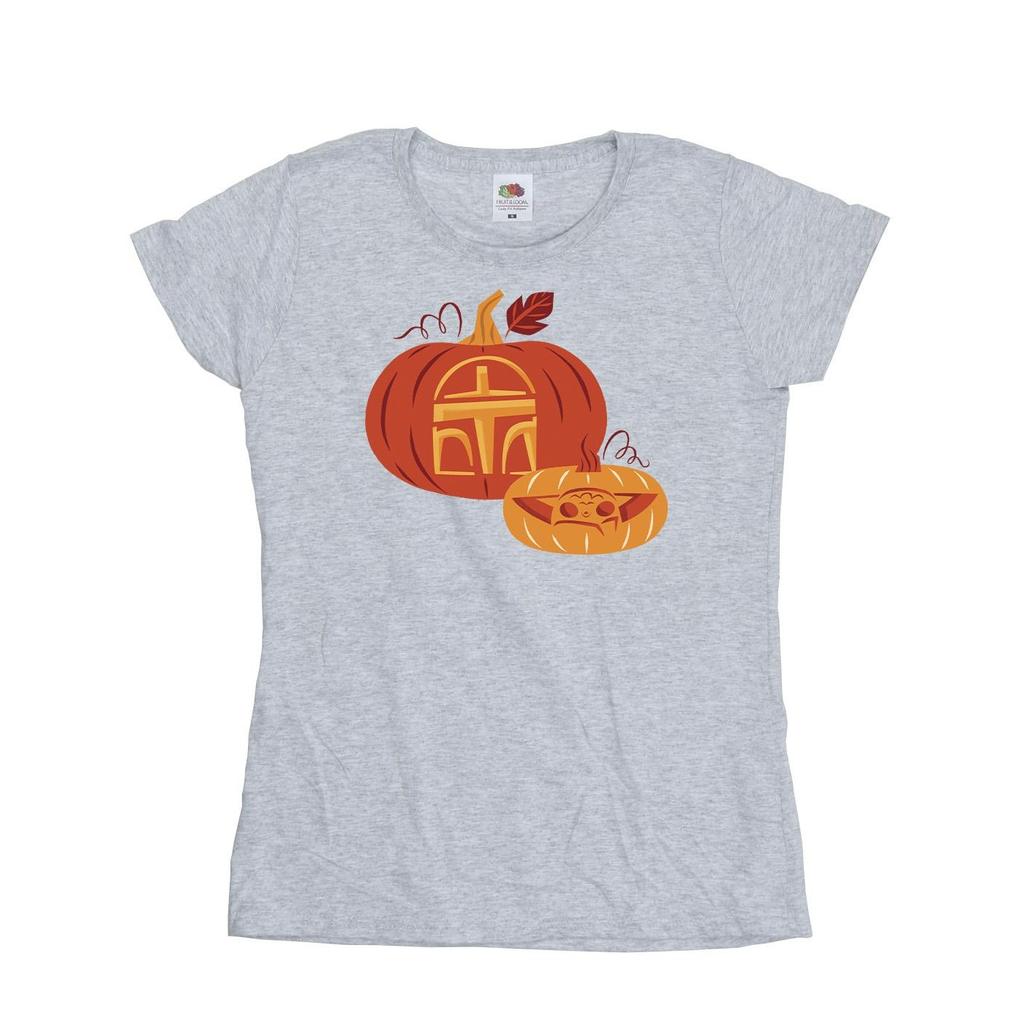 Женская/женская футболка с тыквой «Мандалорец из «Звездных войн»»