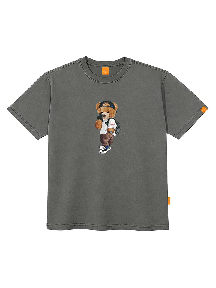 Унисекс футболка с коротким рукавом Ellamo Campus Bear Большие размеры S~4XL (Тип B)