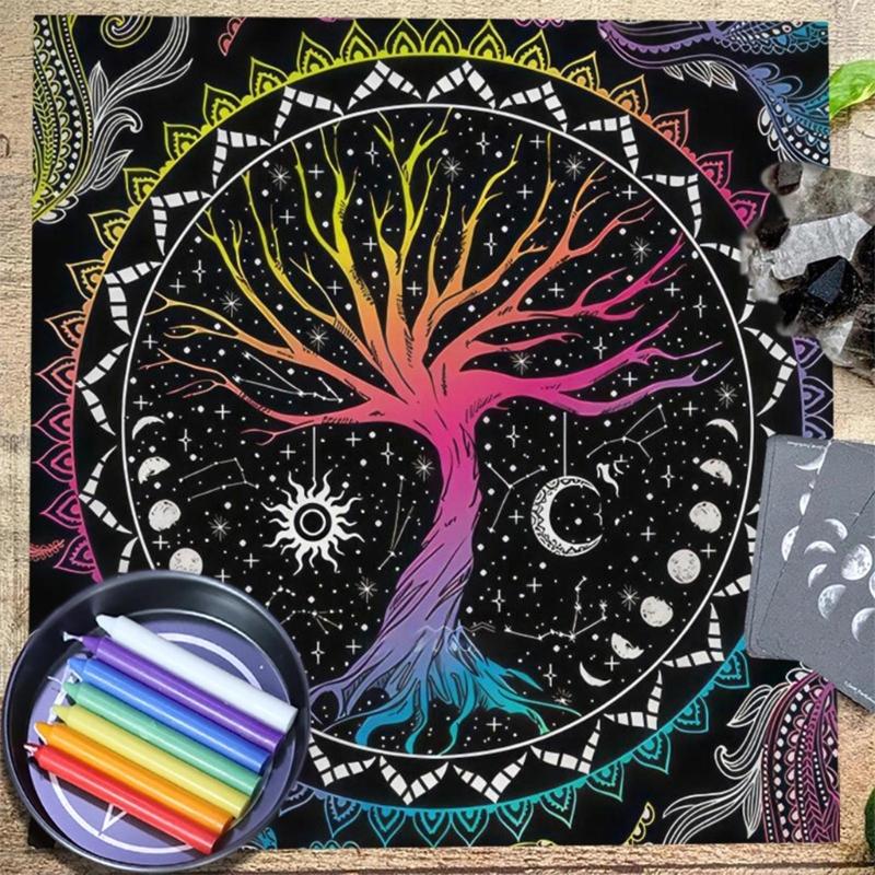 50x50/60x60/75x75см Скатерть-мат для Таро Геометрические гадания Скатерть для стола Настольная игра Коврик для карт Оракулов Коврик для рун