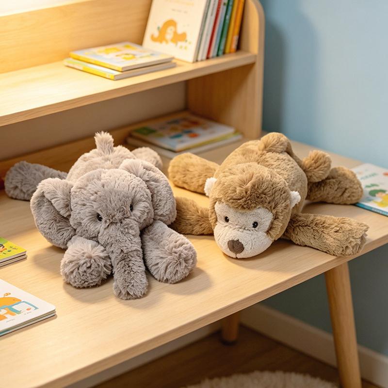 35/52CM Lying Elephant Monkey Plush Toys Soft Stuffed Cartoon Animal Doll Accompany Toy for Kids Appease Gifts