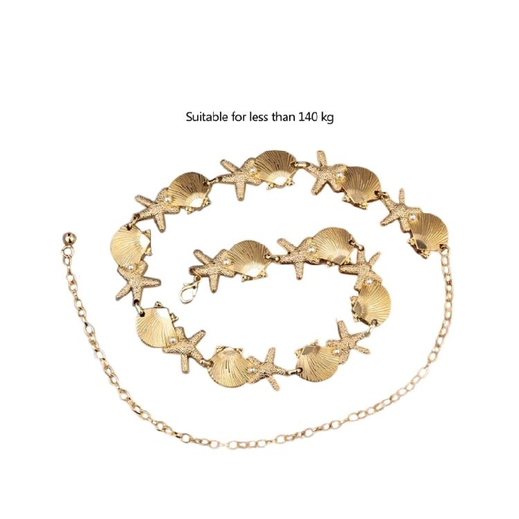 Sea Star Waist Chain Waist Ornament Belly Sash with Metal Shells and Pearls Accent For Ocean Themed Style Enthusiasts