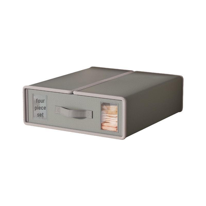 Oxford Cloth 4-Piece Storage Box Set with Windows for Bedding and Sheets