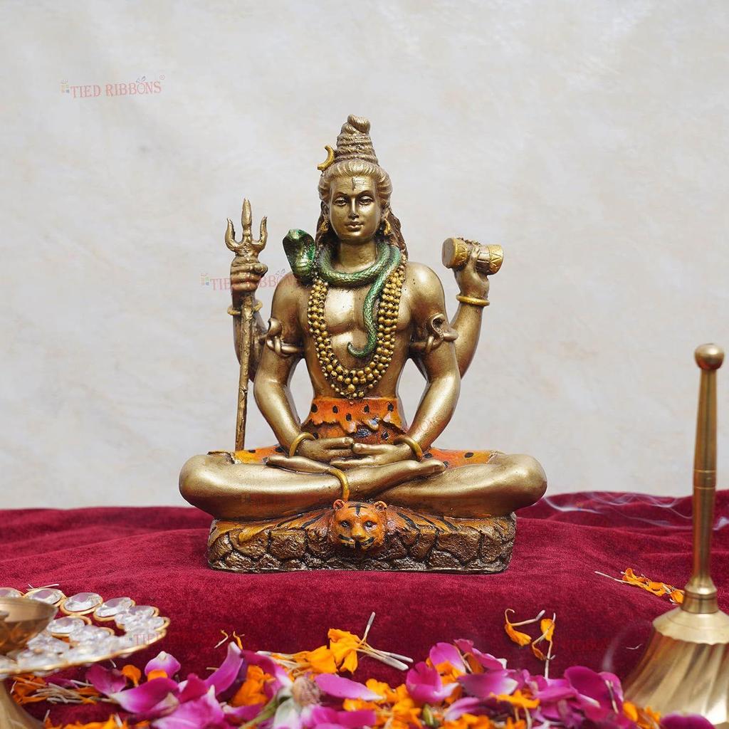Смола Статуя Господа Шивы Благословляющая Идол Скульптура Мурти Экспонат (20 см X 17 см) - Предметы декора для домашнего декора гостиной мандира
