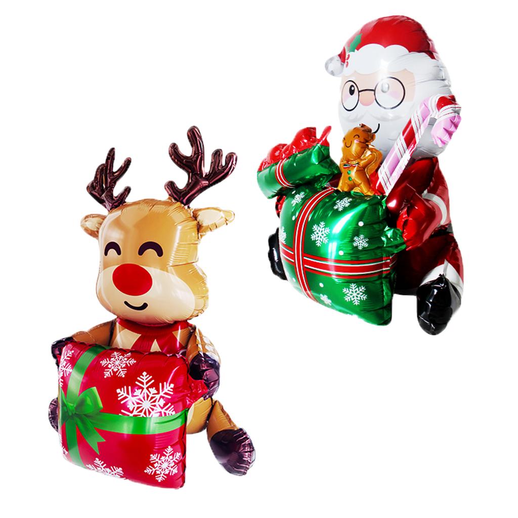1pc 3D Gift Box Santa Claus Foil Balloons Gift Box Elk Balloon Christmas Decorations for Home Navidad 2025 Decor
