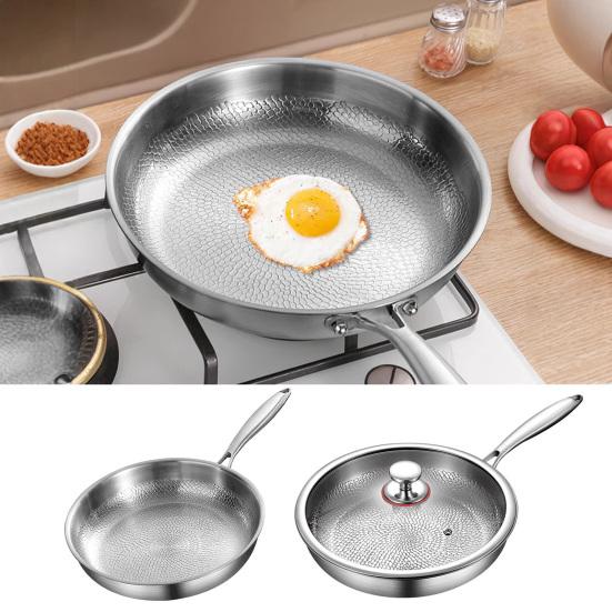 Titanium Frying Pan with Lid Scratch-Resistant Skillet Non-Stick Hammered Cookware for Gas Electric Induction Stoves Healthy Cooking Essential